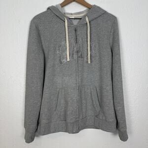 Gap Glitter Logo Full Zip Hoodie Grey Casual Size XL